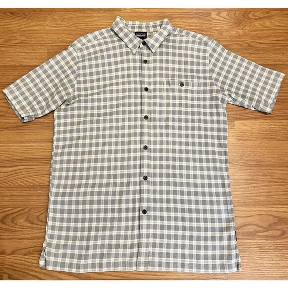 Patagonia Other - PATAGONIA A/C Gray Plaid Seersucker Short Sleeve Button Up Shirt Outdoor Mens XL